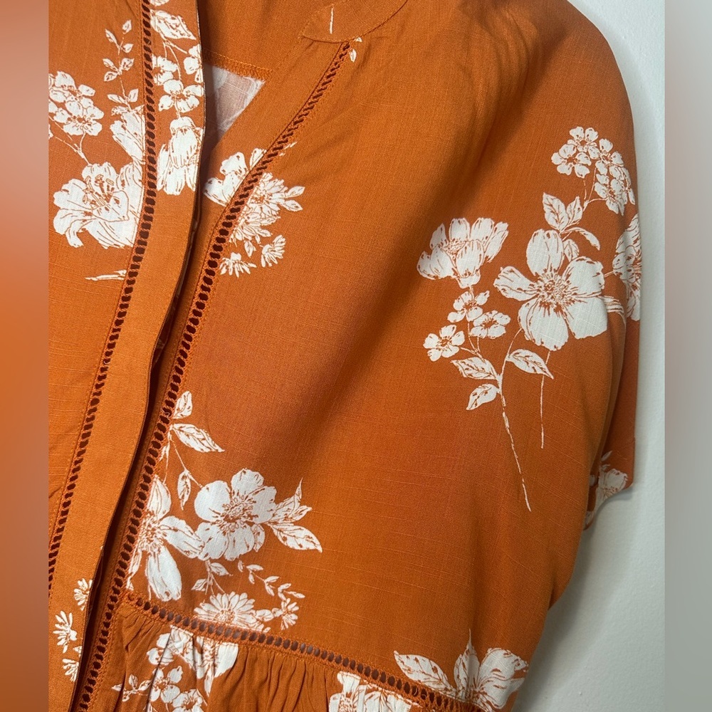 Floral Orange Women's Top - Picture 6 of 7